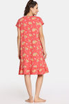 Rosaline Bon Appetit Knit Cotton Short Length Nightdress - Deep Sea Coral — thumbnail 3